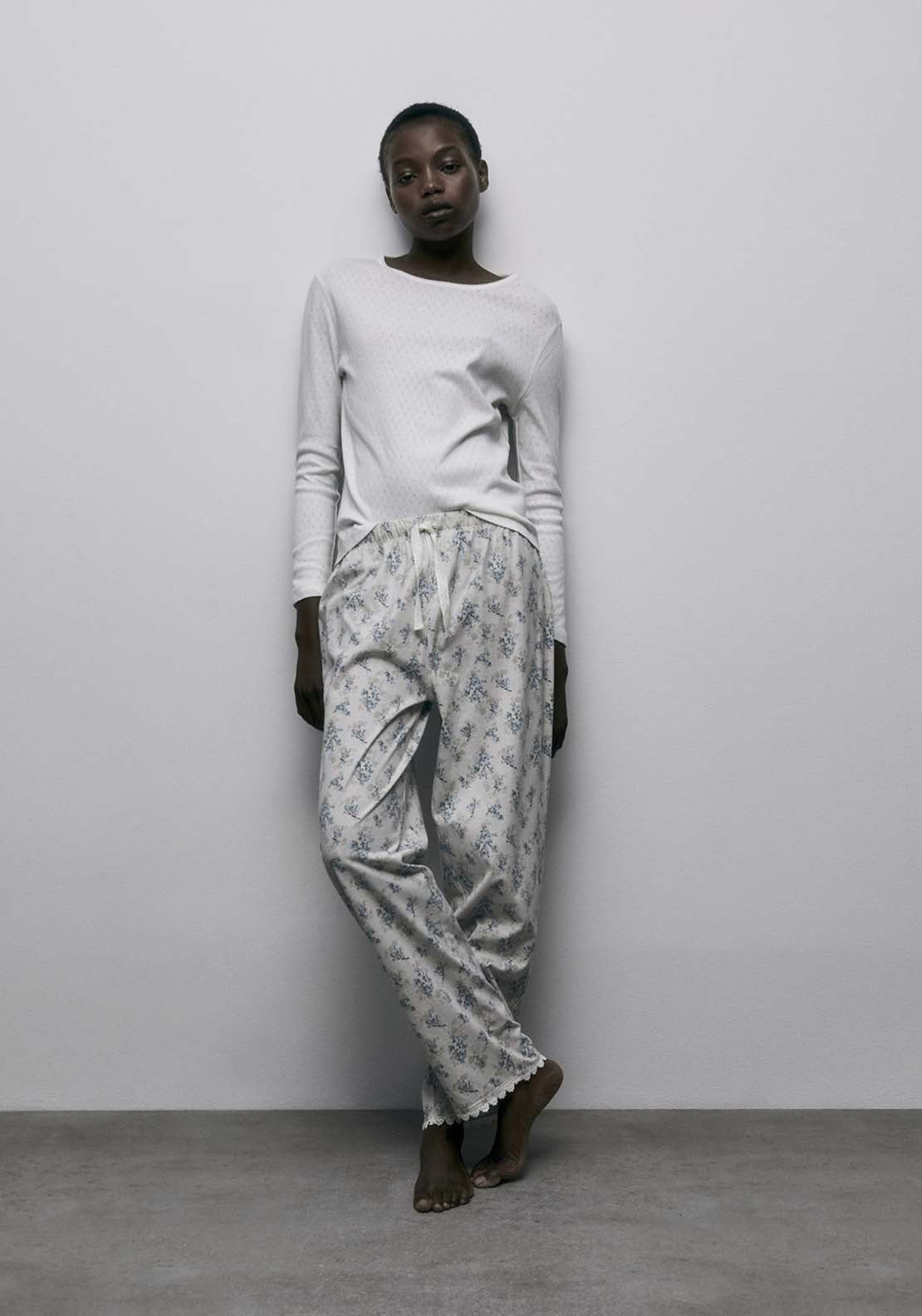 Floral Pyjama Bottoms - Blue