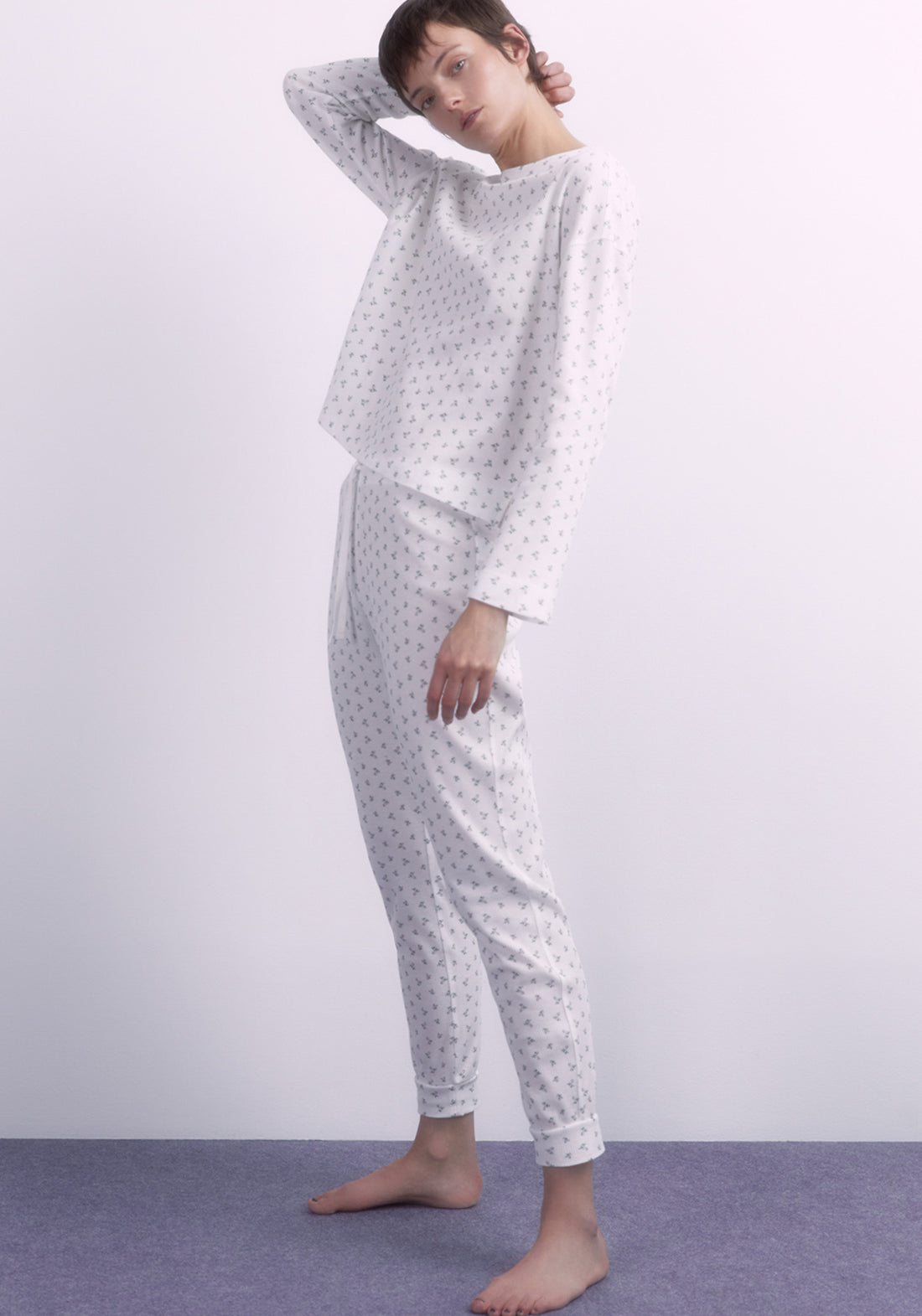 Floral waffle-weave pyjama set Lilac – Shaws