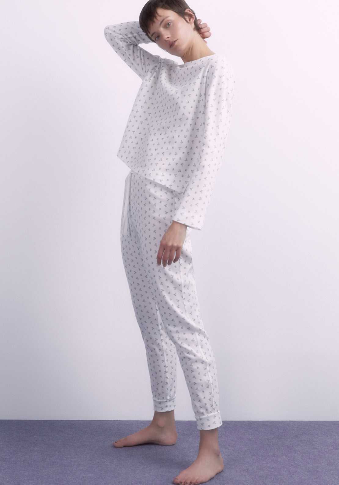 Sfera Floral waffle-weave pyjama set - Lilac 1 Shaws Department Stores