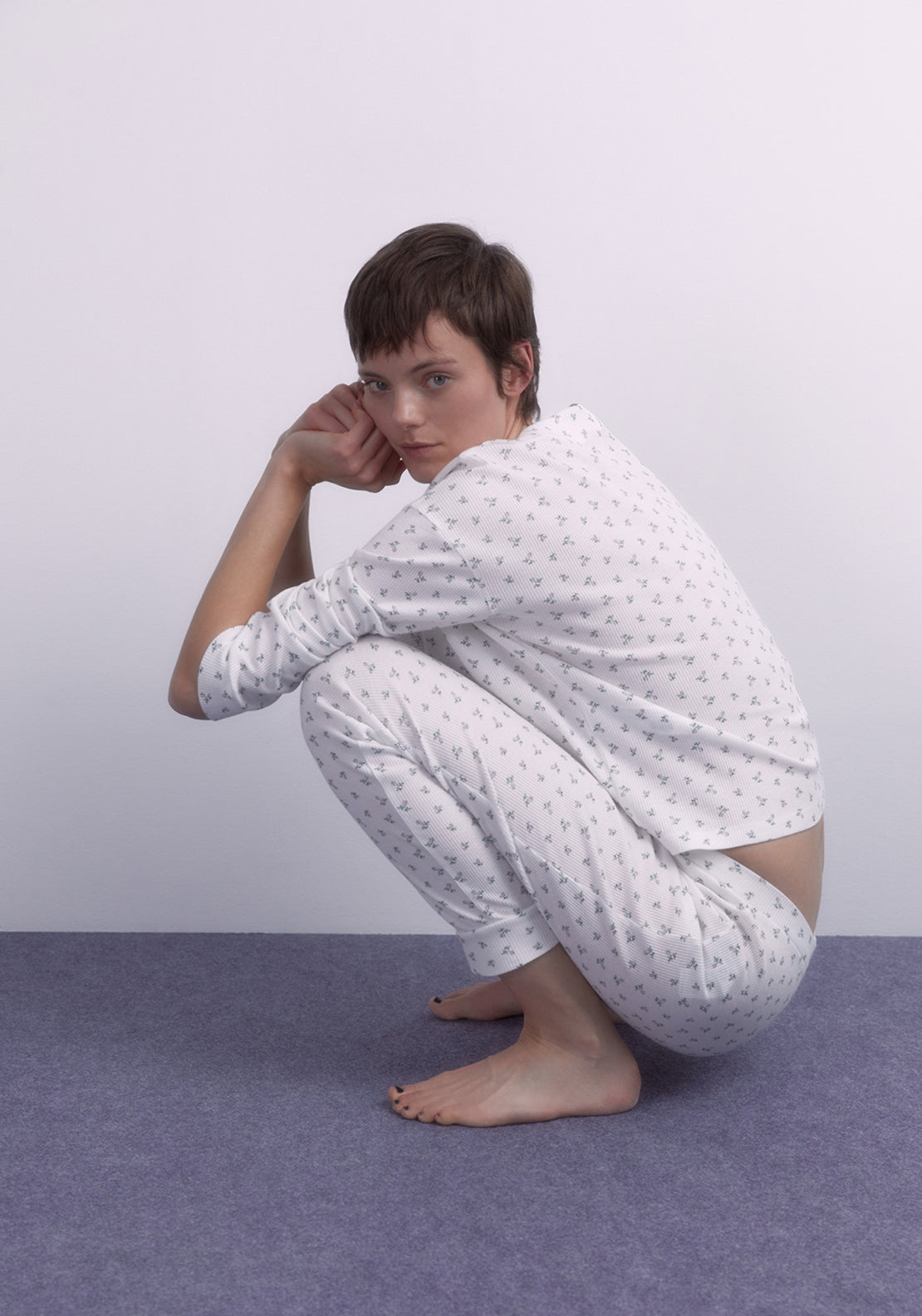 Sfera Floral waffle-weave pyjama set - Lilac 5 Shaws Department Stores