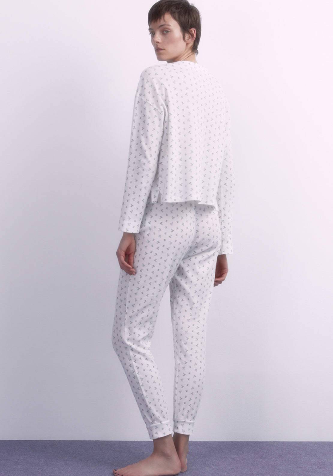 Sfera Floral waffle-weave pyjama set - Lilac 6 Shaws Department Stores
