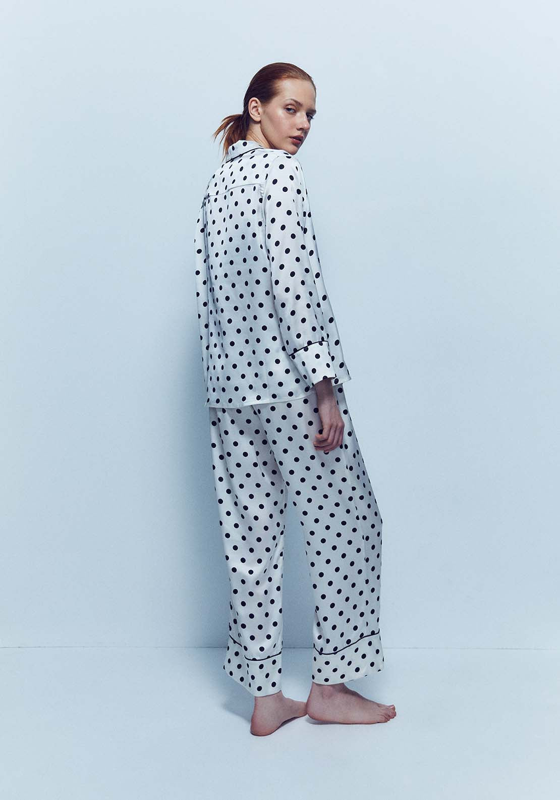 Satin Polka Dot Pyjama - Ivory