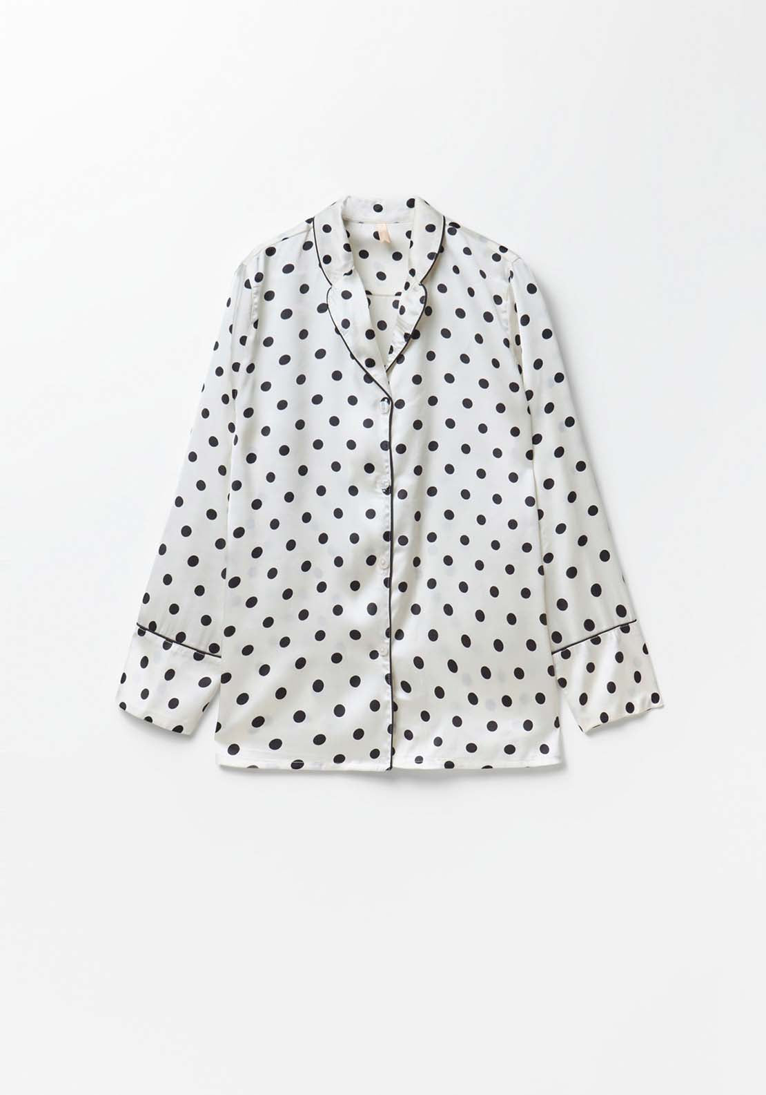 Satin Polka Dot Pyjama - Ivory