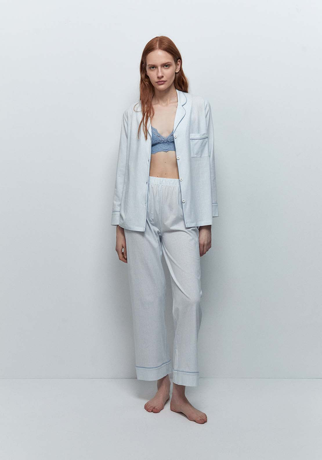 Plain Contrast Pyjamas - Blue