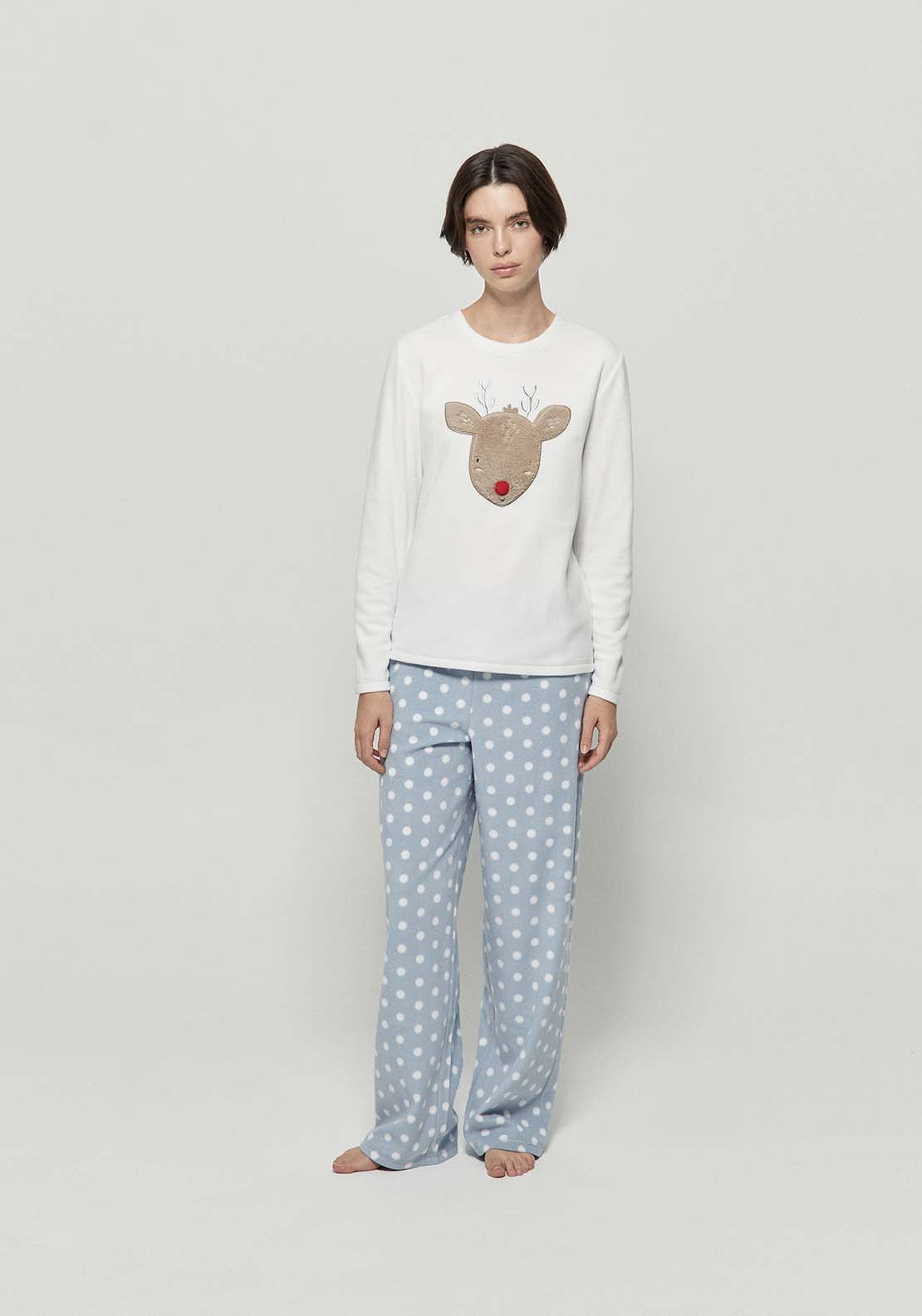 Reindeer Fleece Pyjamas - Blue