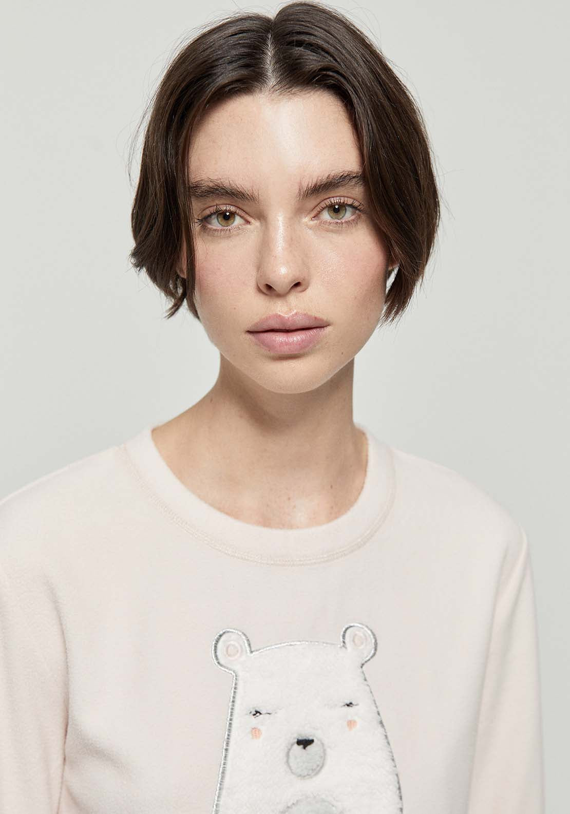 Bear Fleece Pyjamas - Salmon