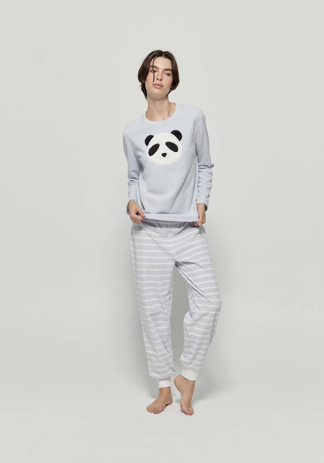 Panda Fleece Pyjamas - Blue