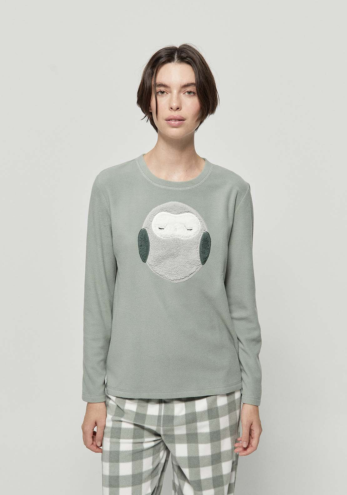 Owl Fleece Pyjamas - Green