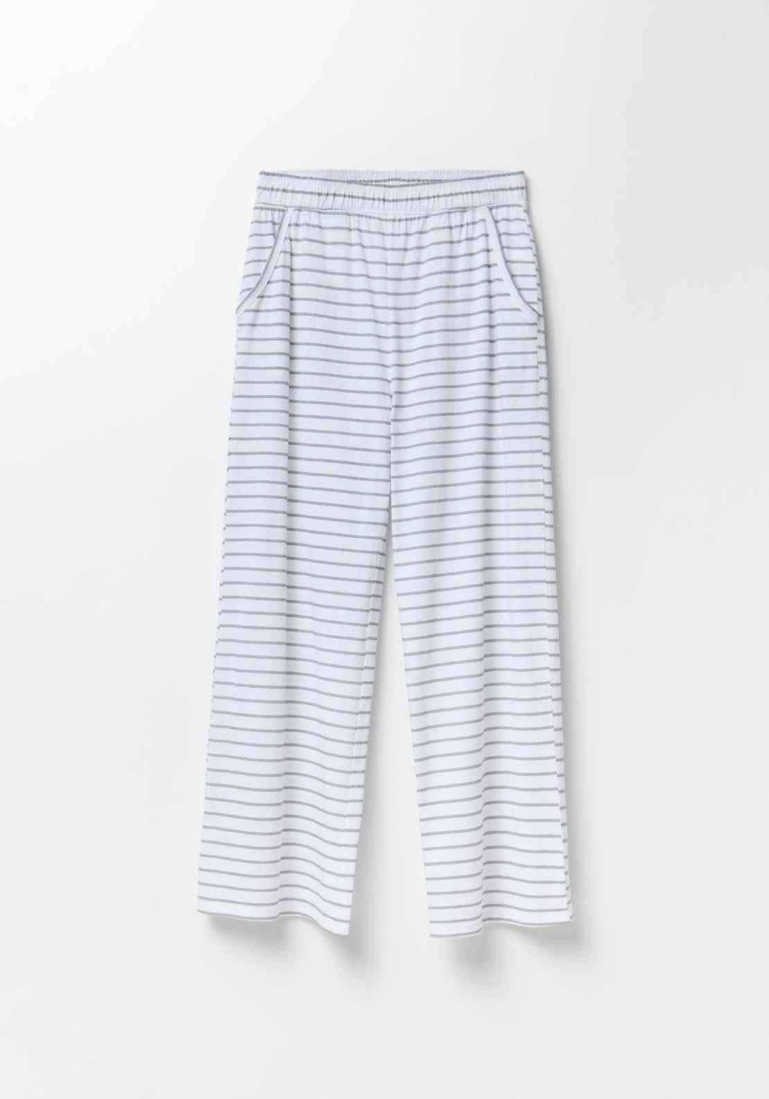 100% Cotton Long Round-Neck Pyjama Set - Grey