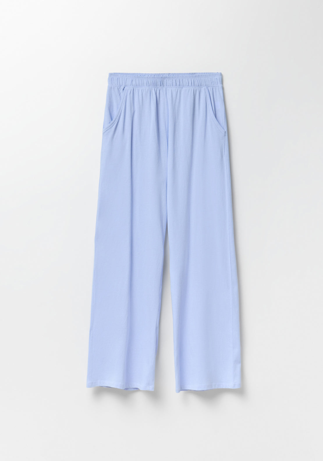 100% Cotton Long Round-Neck Pyjama Set - Blue
