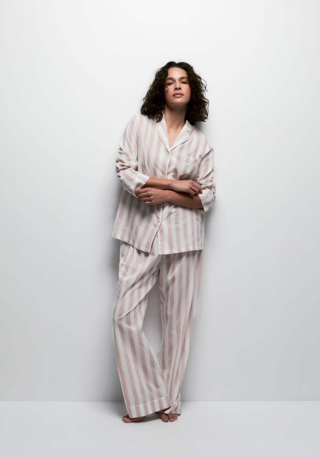 Sfera 100% Cotton Pyjama Set With Lapel Collar - Striped 1 Shaws Department Stores