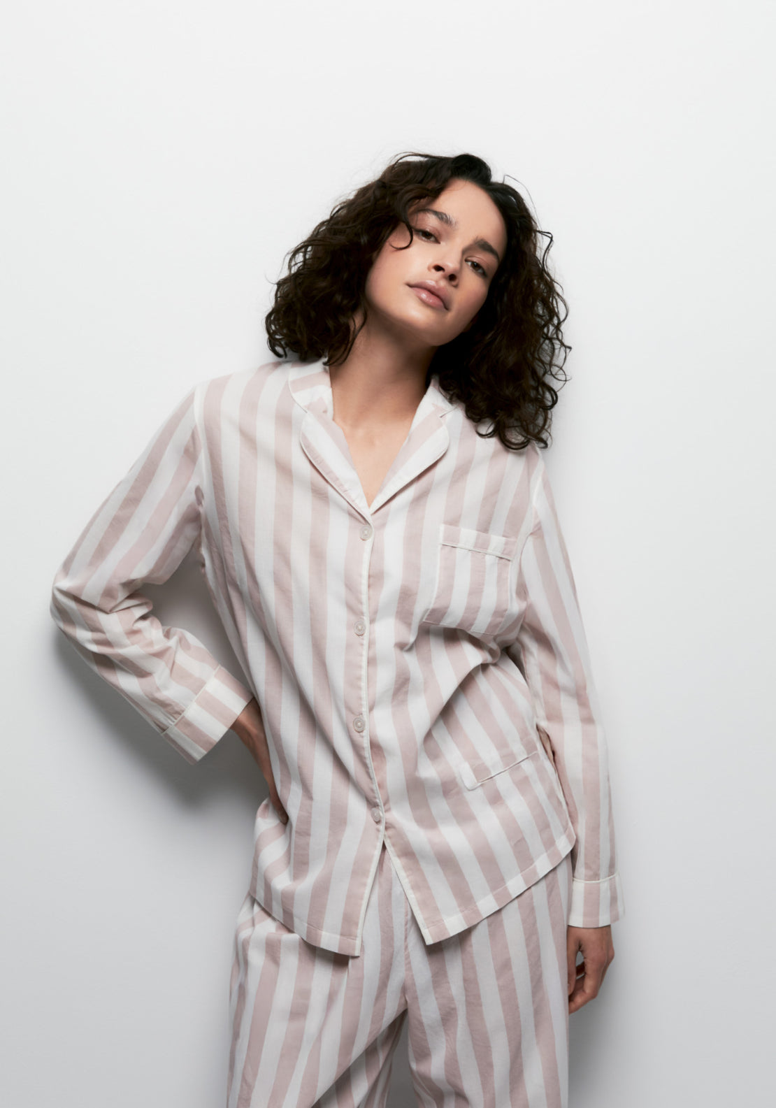 Sfera 100% Cotton Pyjama Set With Lapel Collar - Striped 3 Shaws Department Stores