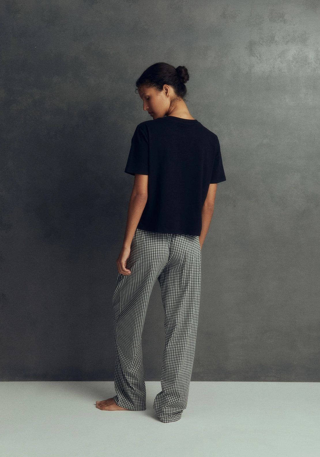 Printed Pocket Detail Pyjama Set - Black
