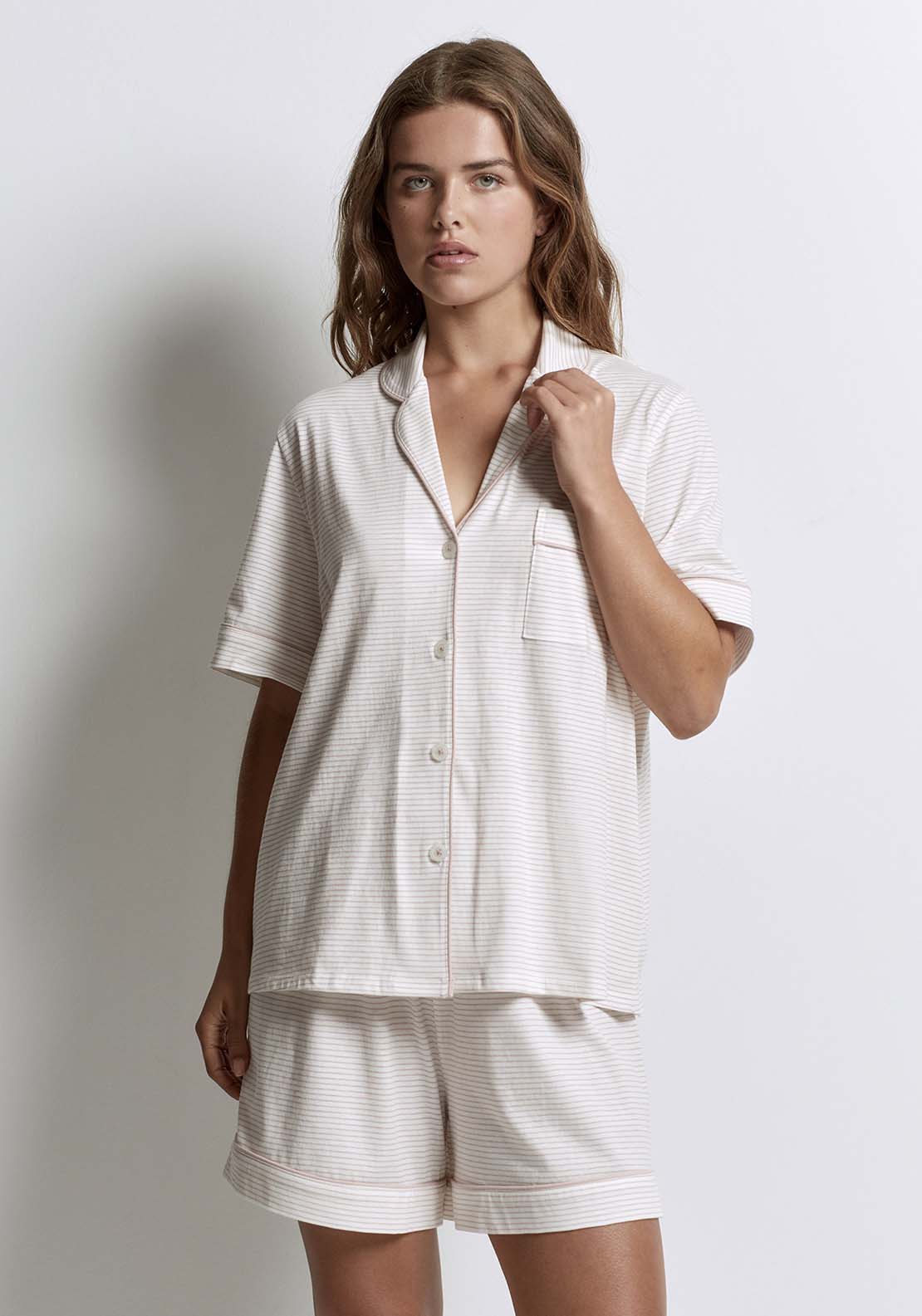 Sfera Horizontal Stripe Pyjamas - Pink 1 Shaws Department Stores