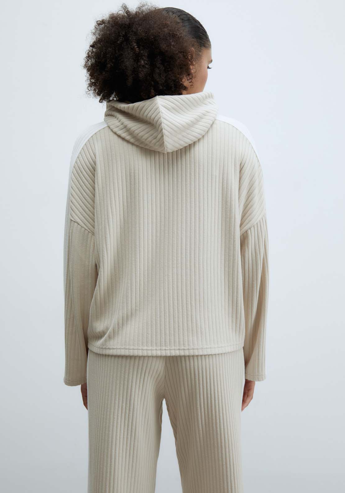 Sfera Side stripe ribbed sweatshirt - Camel 2 Shaws Department Stores