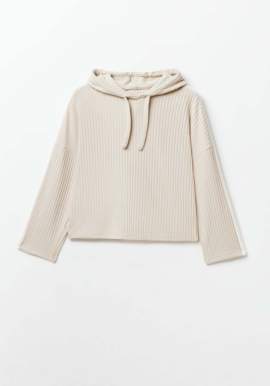 Sfera Side stripe ribbed sweatshirt - Camel 6 Shaws Department Stores