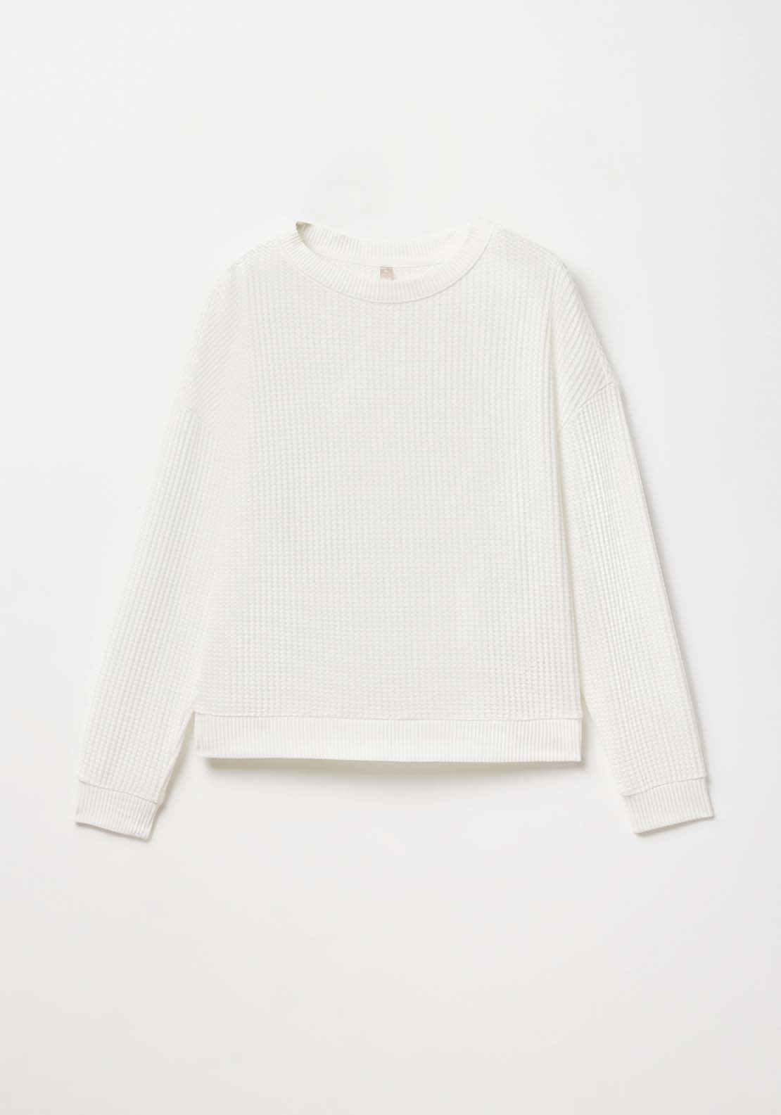 Sfera Waffle-weave sweatshirt - White 7 Shaws Department Stores