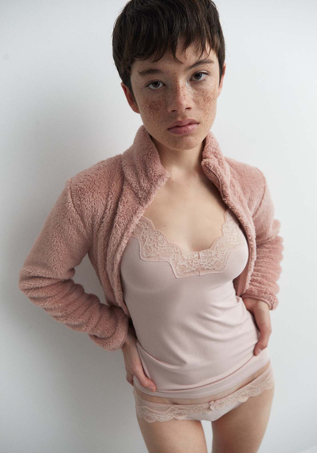 Sfera Plain polar fleece jacket - Pink 3 Shaws Department Stores