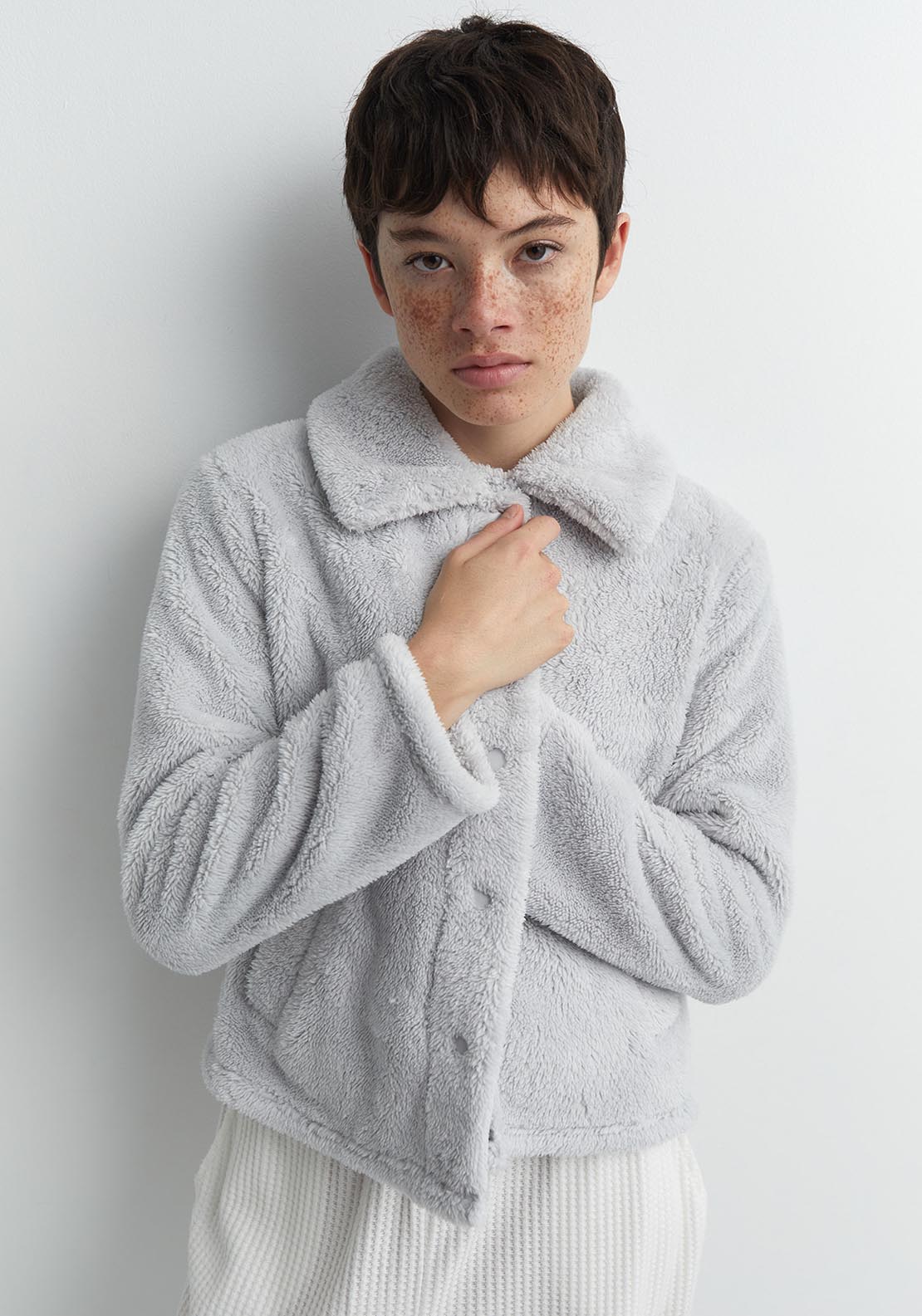 Sfera Plain polar fleece jacket - Grey 1 Shaws Department Stores
