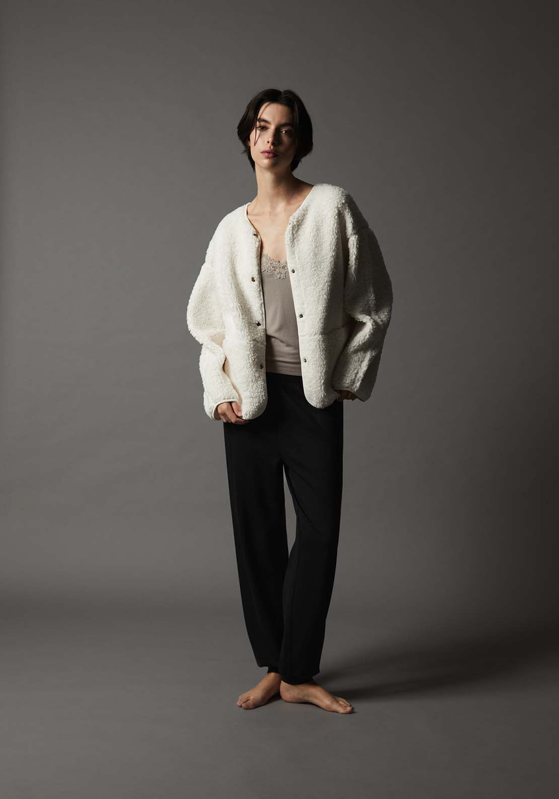Bomber Fleece Jacket - White