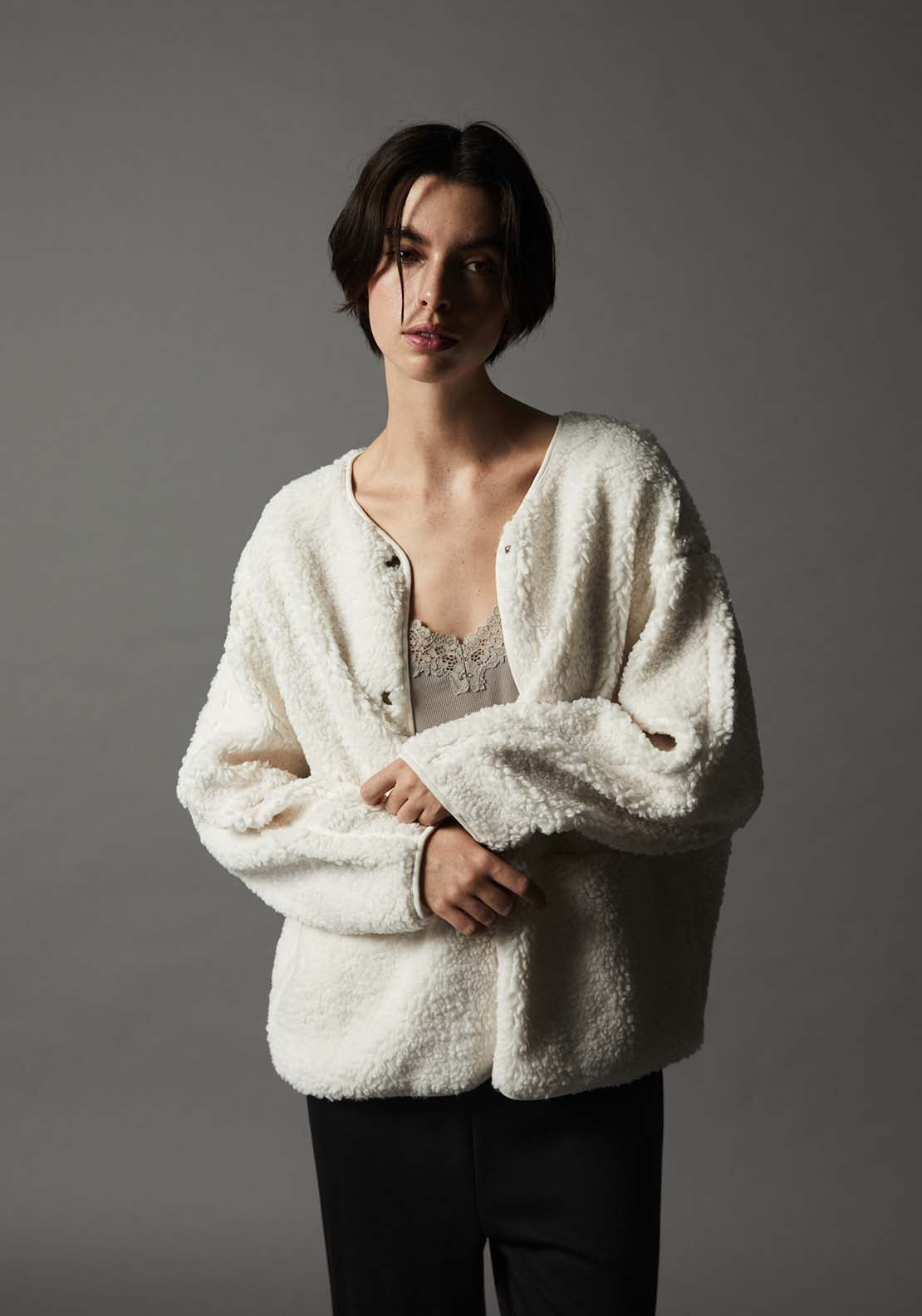 Bomber Fleece Jacket - White