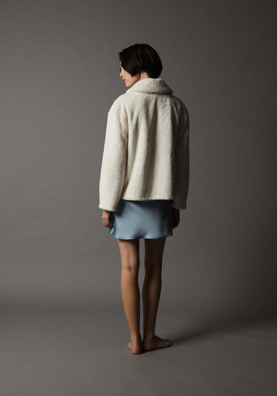 Fleece Jacket With Buttons - White