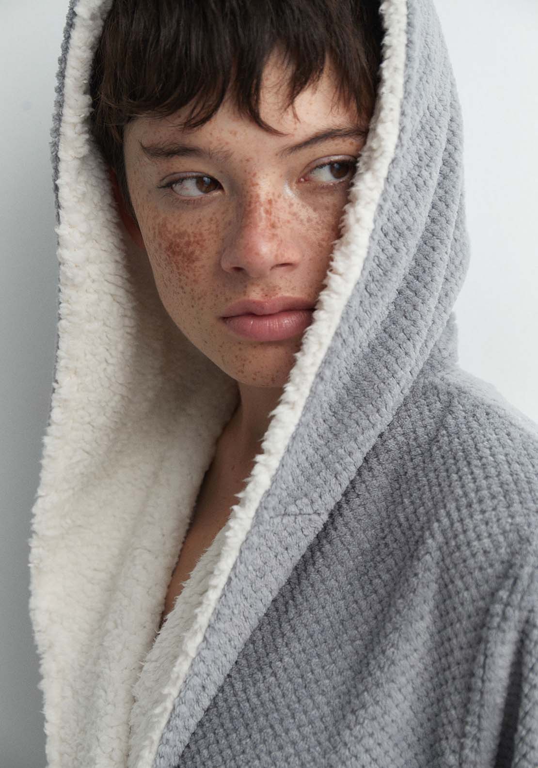 Sfera Textured polar fleece dressing gown - Grey 5 Shaws Department Stores