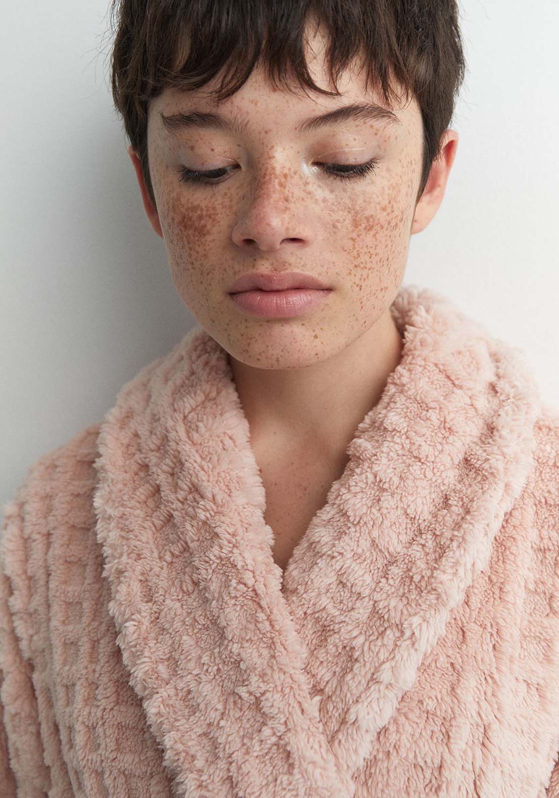 Sfera Textured polar fleece dressing gown - Pink 5 Shaws Department Stores