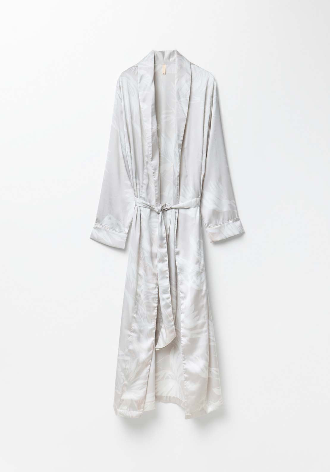 Satin Palm Tree Robe - Stone
