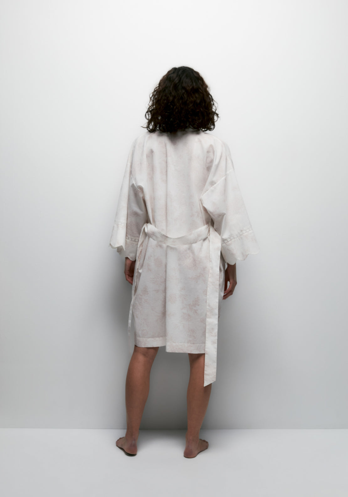 100% Cotton Floral Print Dressing Gown - Pink Pale
