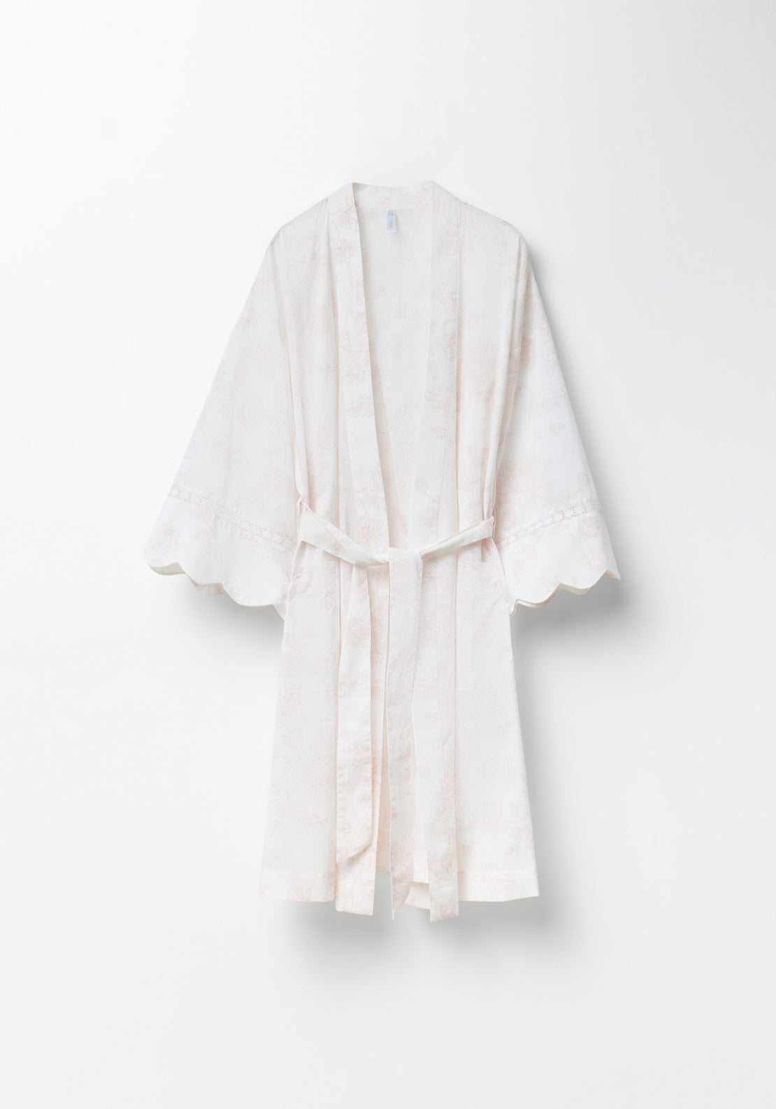 100% Cotton Floral Print Dressing Gown - Pink Pale
