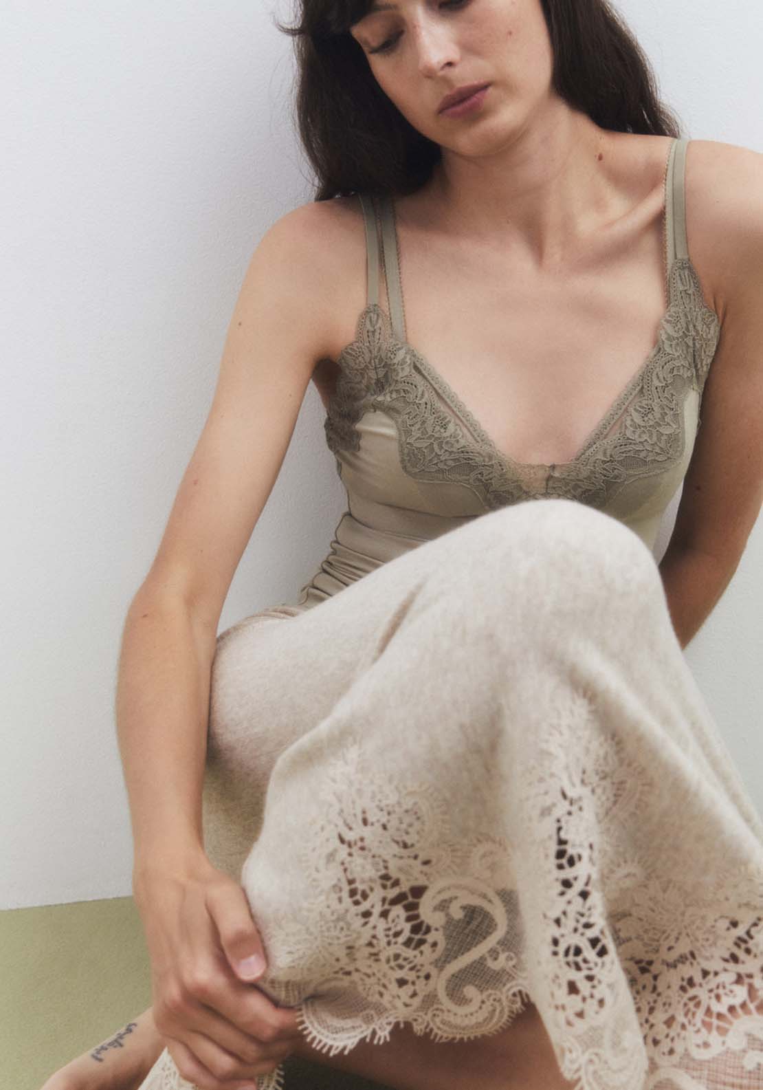 Sfera Plain Lacy Top - Green 5 Shaws Department Stores