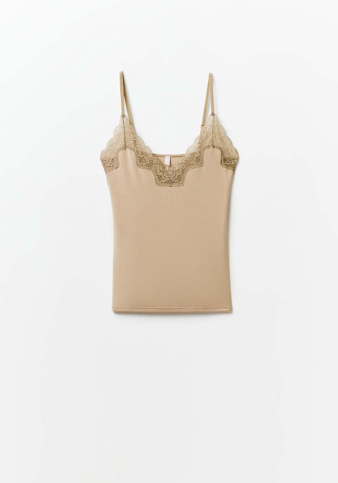 Sfera Plain Lacy Top - Green 2 Shaws Department Stores