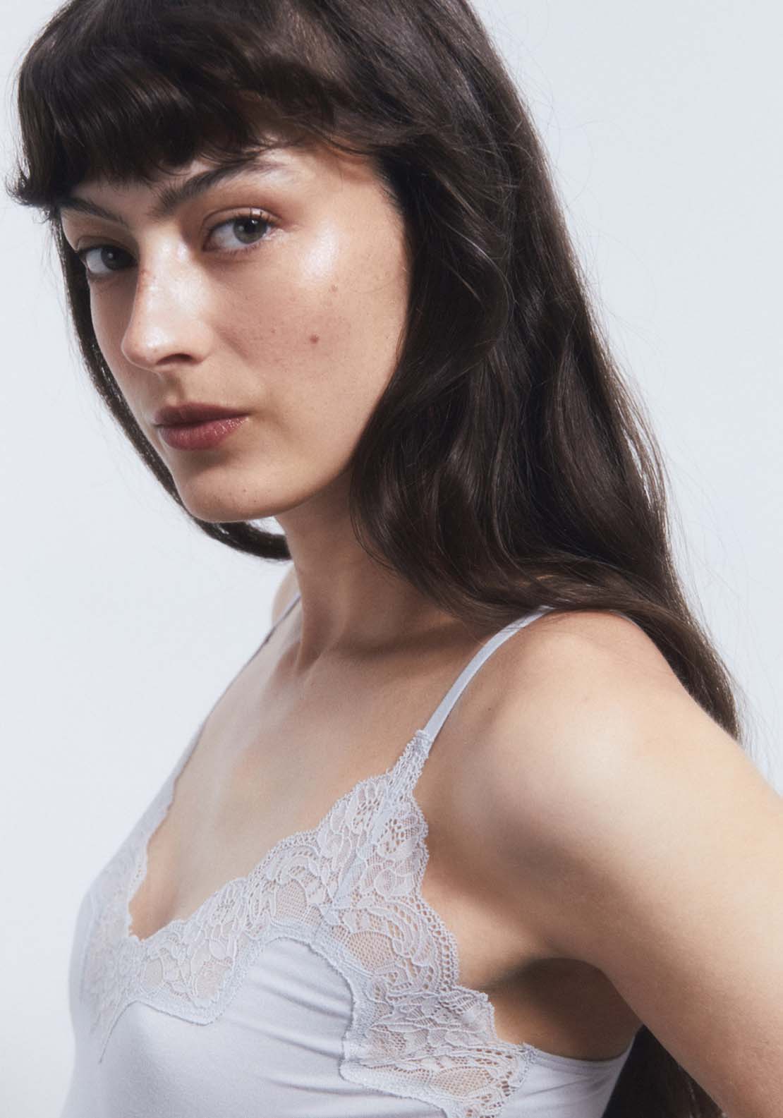 Sfera Plain Lacy Top - Grey 5 Shaws Department Stores