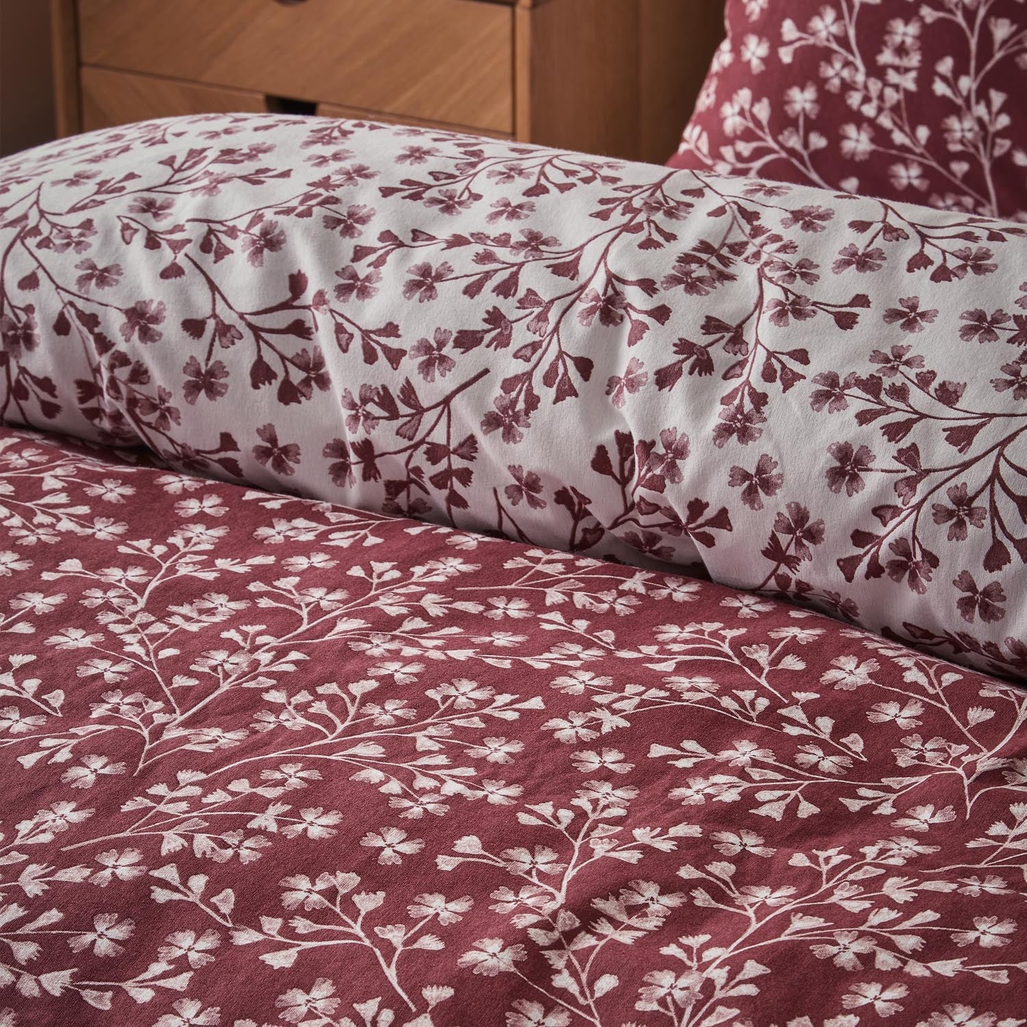 The Home Collection Enya Floral Brushed Cotton Reversible Duvet Cover Set Red 4 Shaws Department Stores