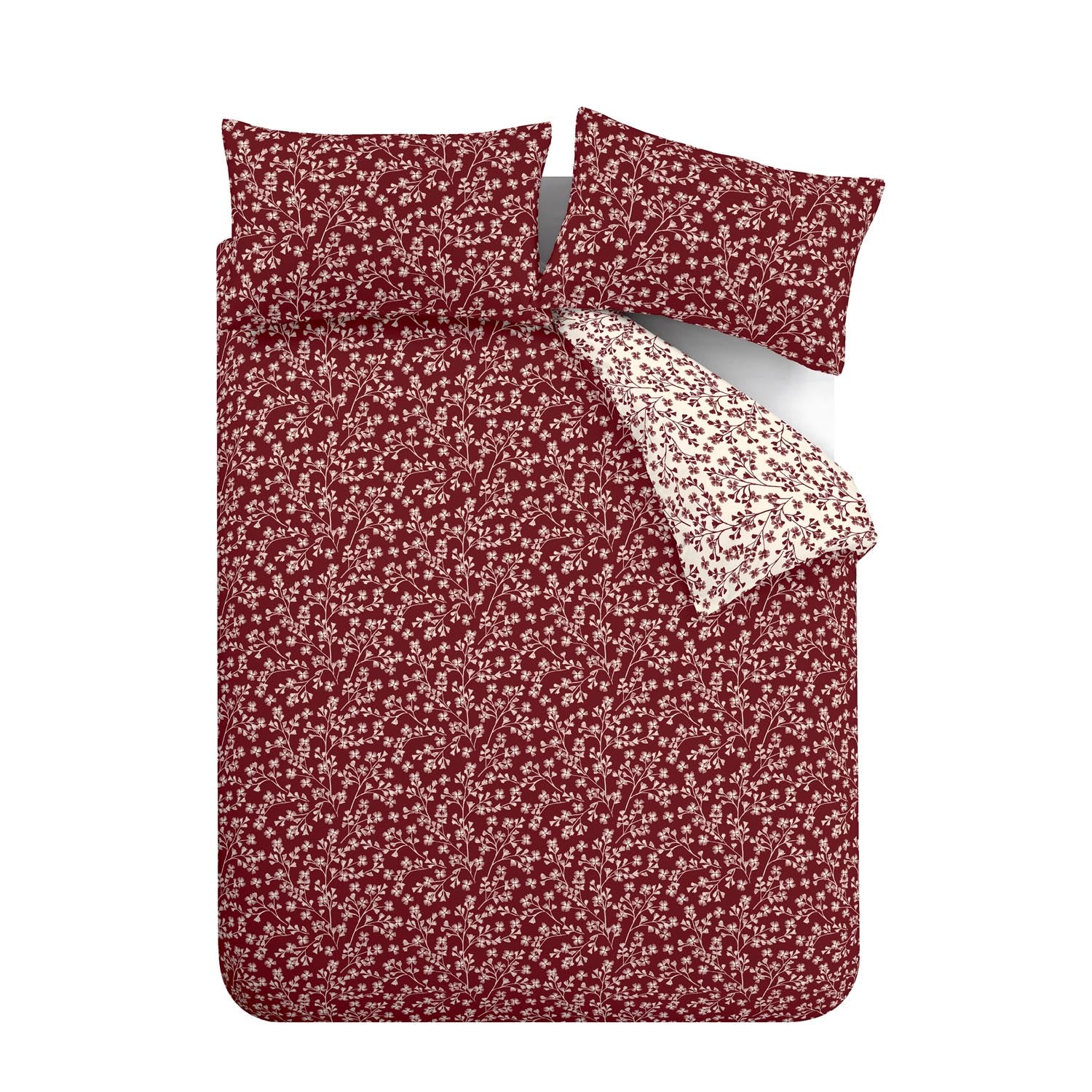The Home Collection Enya Floral Brushed Cotton Reversible Duvet Cover Set Red 5 Shaws Department Stores