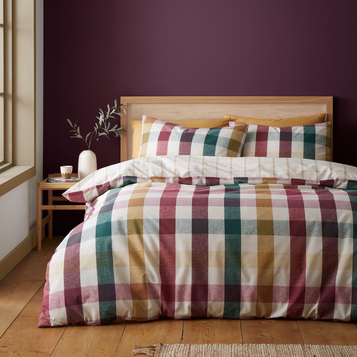 The Home Collection Oakly Autumnal Check Reversible Duvet Cover Set 1 Shaws Department Stores