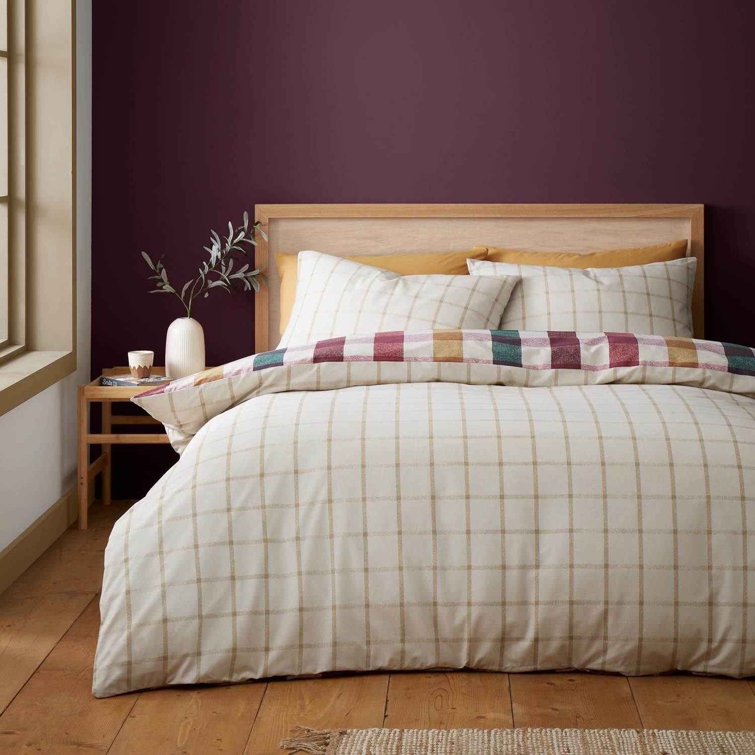 The Home Collection Oakly Autumnal Check Reversible Duvet Cover Set 2 Shaws Department Stores