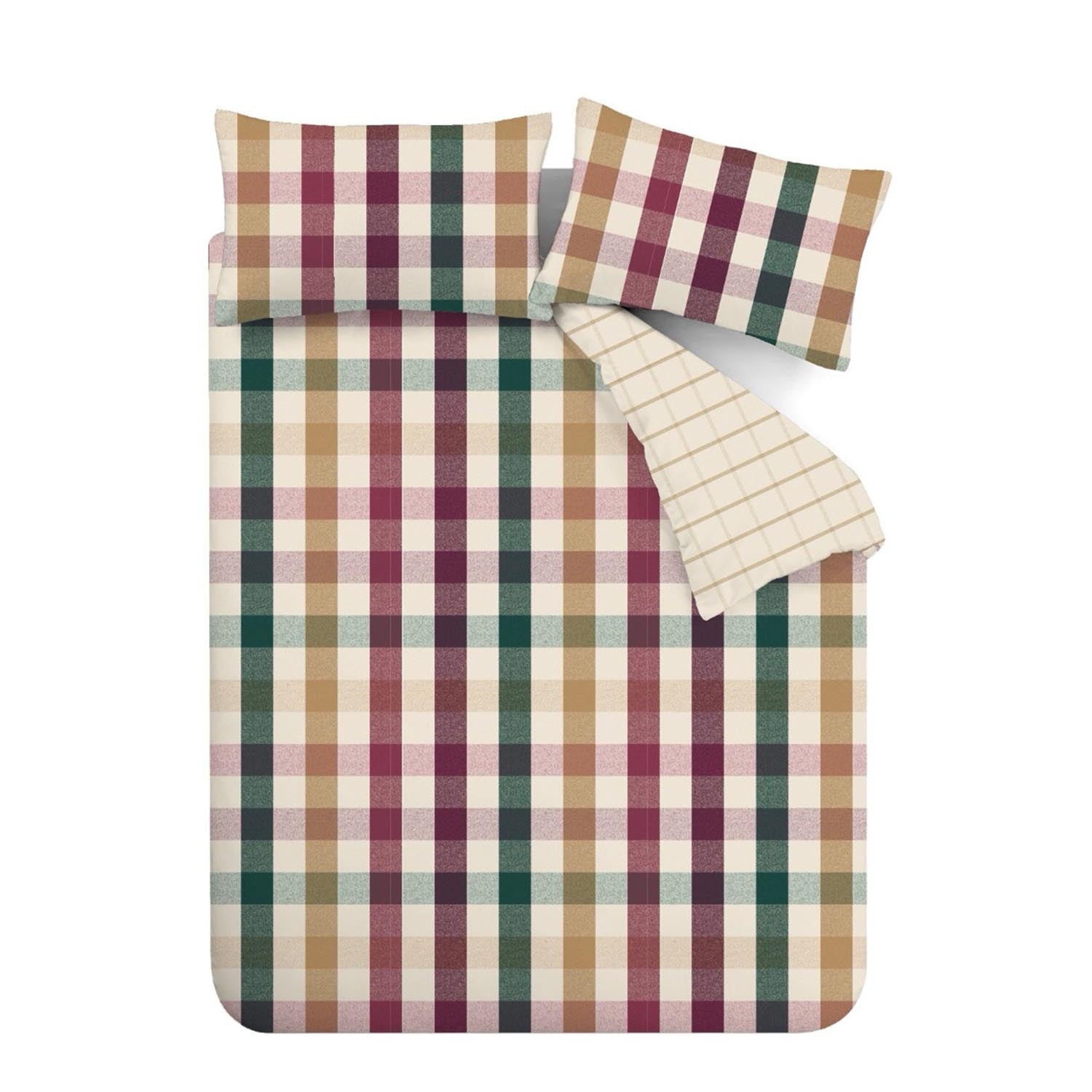 The Home Collection Oakly Autumnal Check Reversible Duvet Cover Set 5 Shaws Department Stores