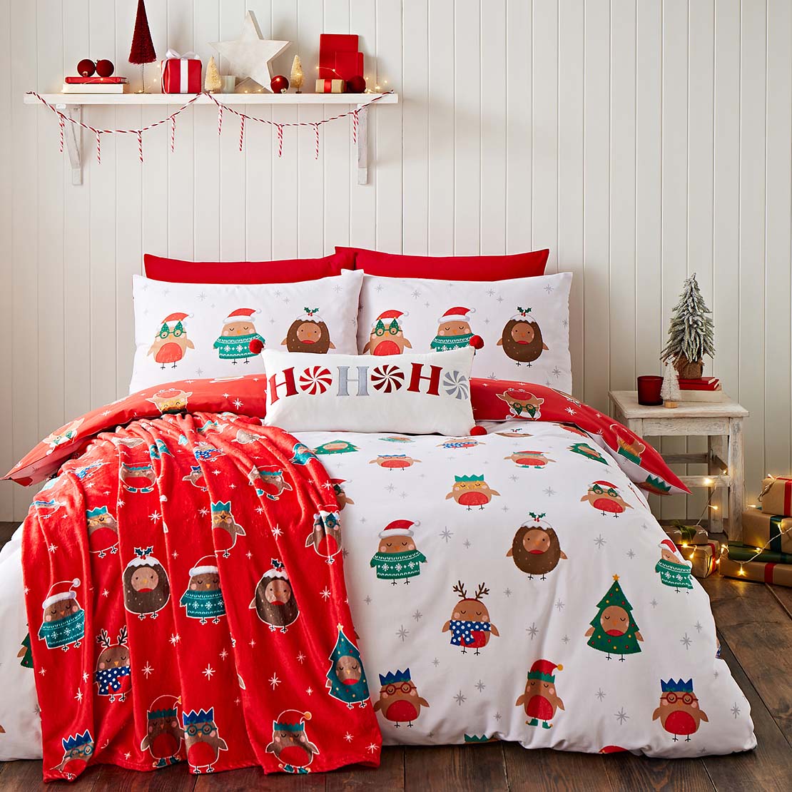 The Home Collection Christmas Robins Duvet Cover Set 1 Shaws Department Stores