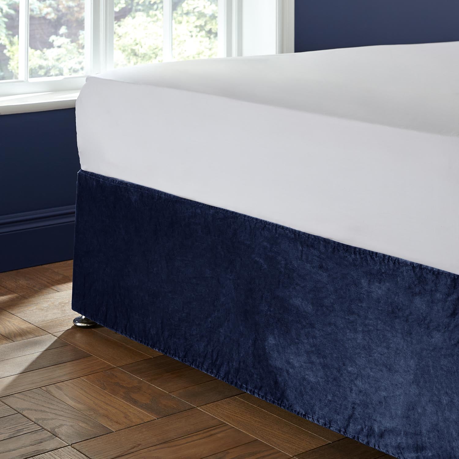 The Home Luxury Collection Reagan Soft Touch Matt Velvet Valance Base Wrap - Navy 3 Shaws Department Stores