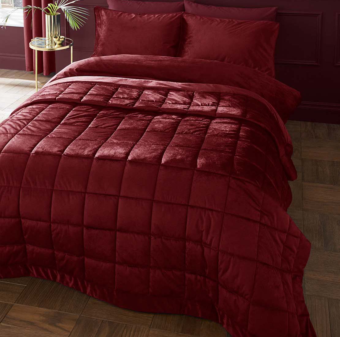 Catherine Lansfield Kingsley Matt Velvet Bedspread 1 Shaws Department Stores