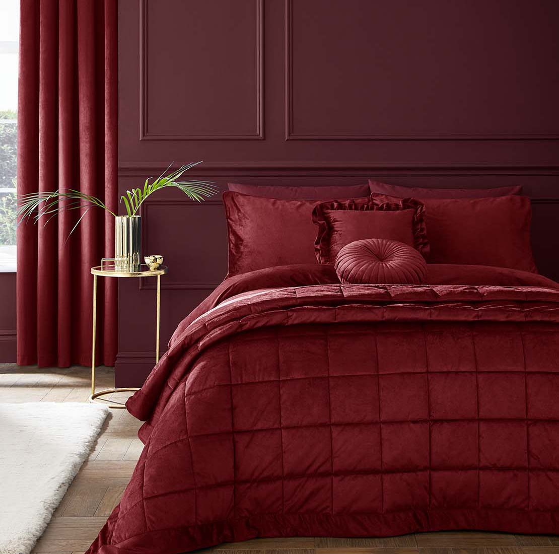 Catherine Lansfield Kingsley Matt Velvet Bedspread 3 Shaws Department Stores
