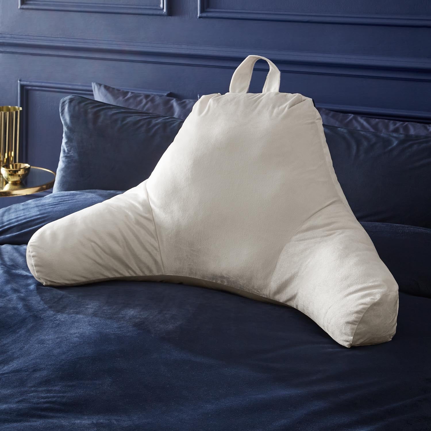 The Home Luxury Collection Reagan Soft Touch Matt Velvet High Backed Cuddle Cushion - Cream 4 Shaws Department Stores