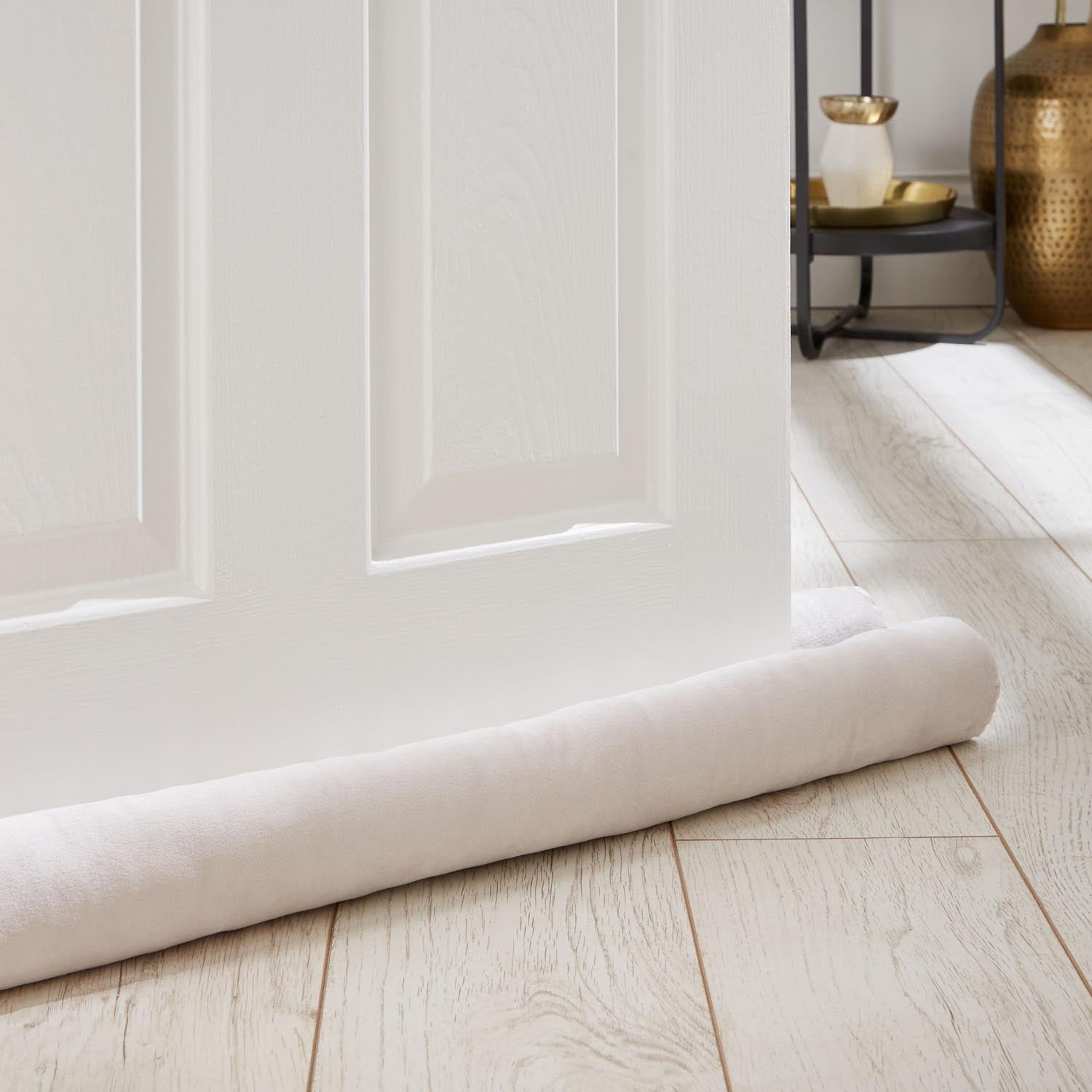 The Home Luxury Collection Reagan Soft Touch Matt Velvet Double Sided Draught Excluder - Cream 1 Shaws Department Stores