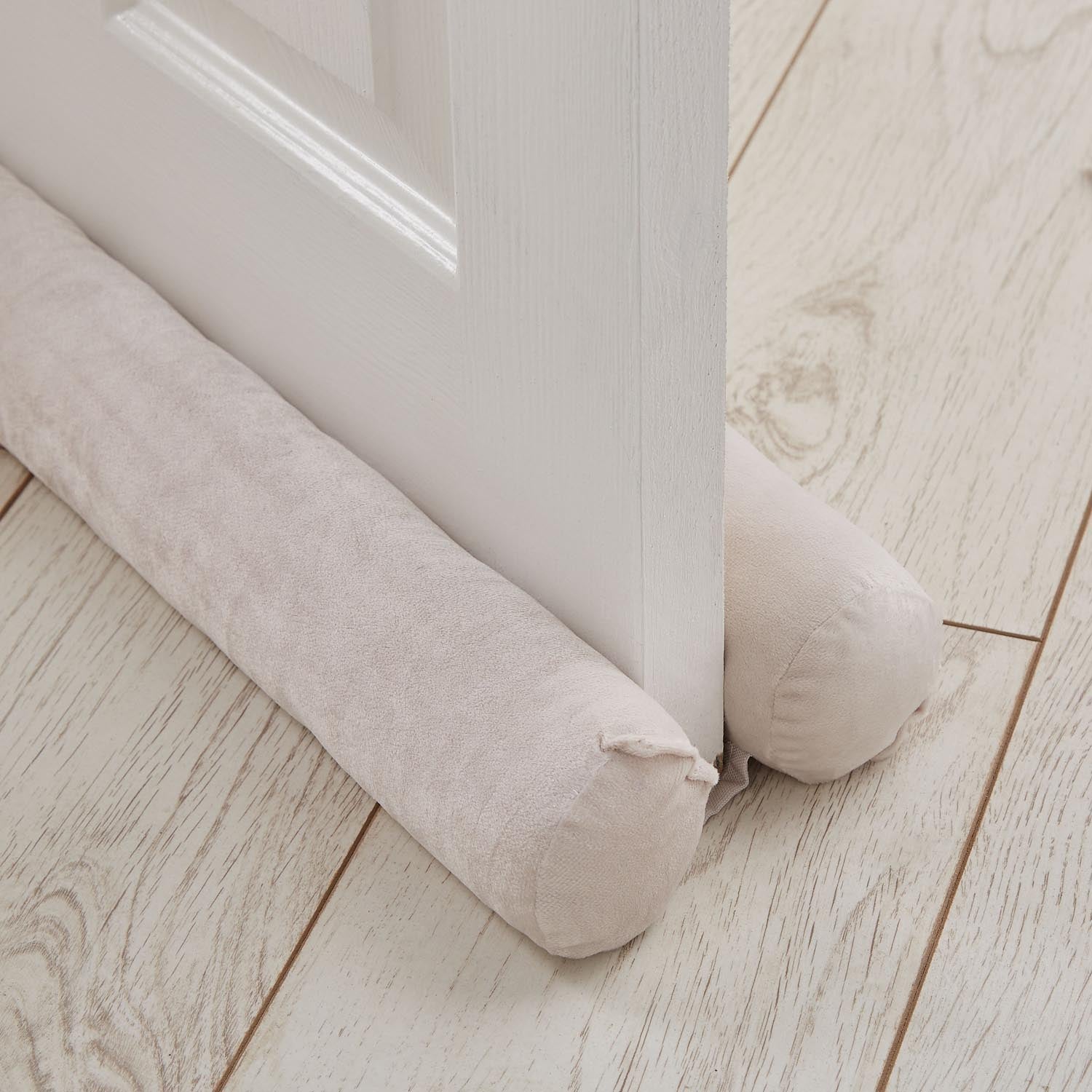 The Home Luxury Collection Reagan Soft Touch Matt Velvet Double Sided Draught Excluder - Cream 3 Shaws Department Stores