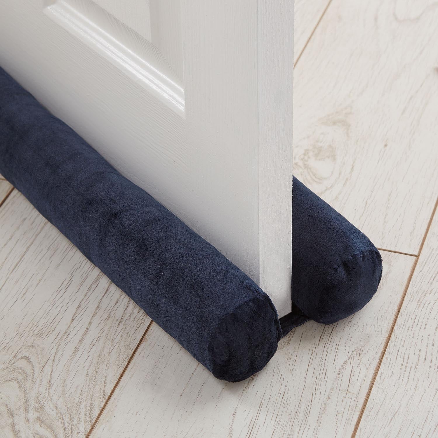 The Home Luxury Collection Reagan Soft Touch Matt Velvet Double Sided Draught Excluder - Navy 3 Shaws Department Stores