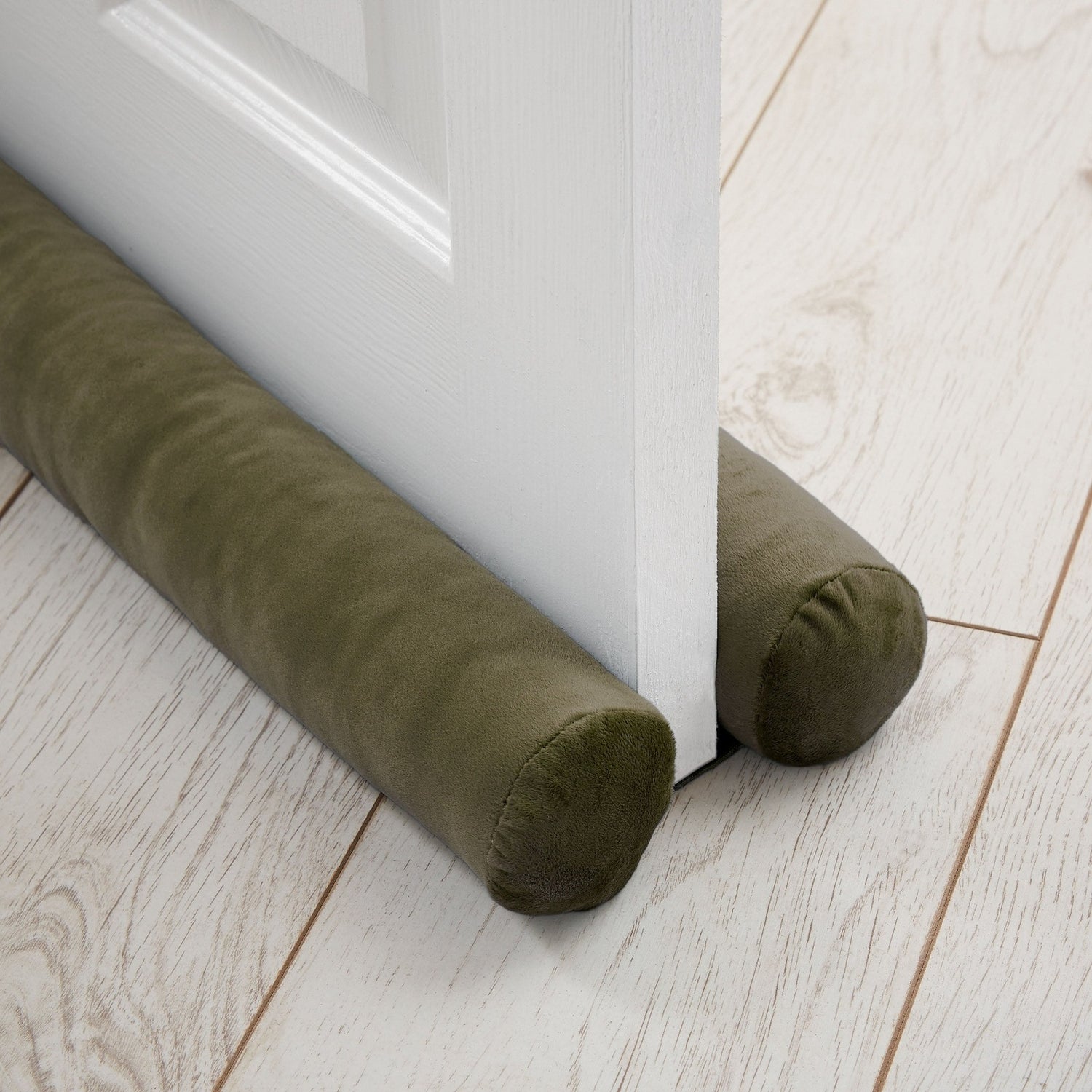 The Home Luxury Collection Reagan Soft Touch Matt Velvet Double Sided Draught Excluder - Green 2 Shaws Department Stores