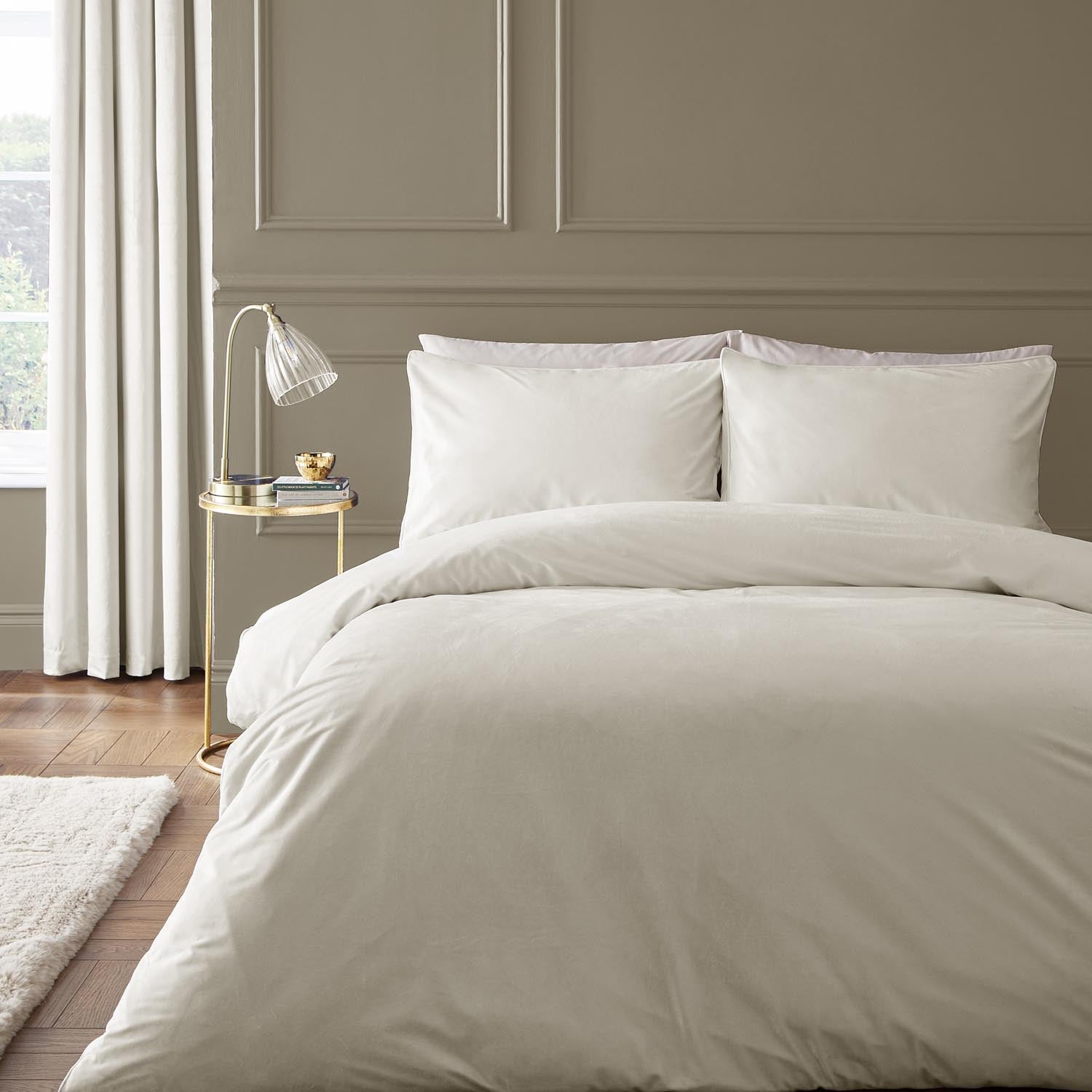 The Home Luxury Collection Reagan Soft Touch Matt Velvet Duvet Cover Set Cream 1 Shaws Department Stores