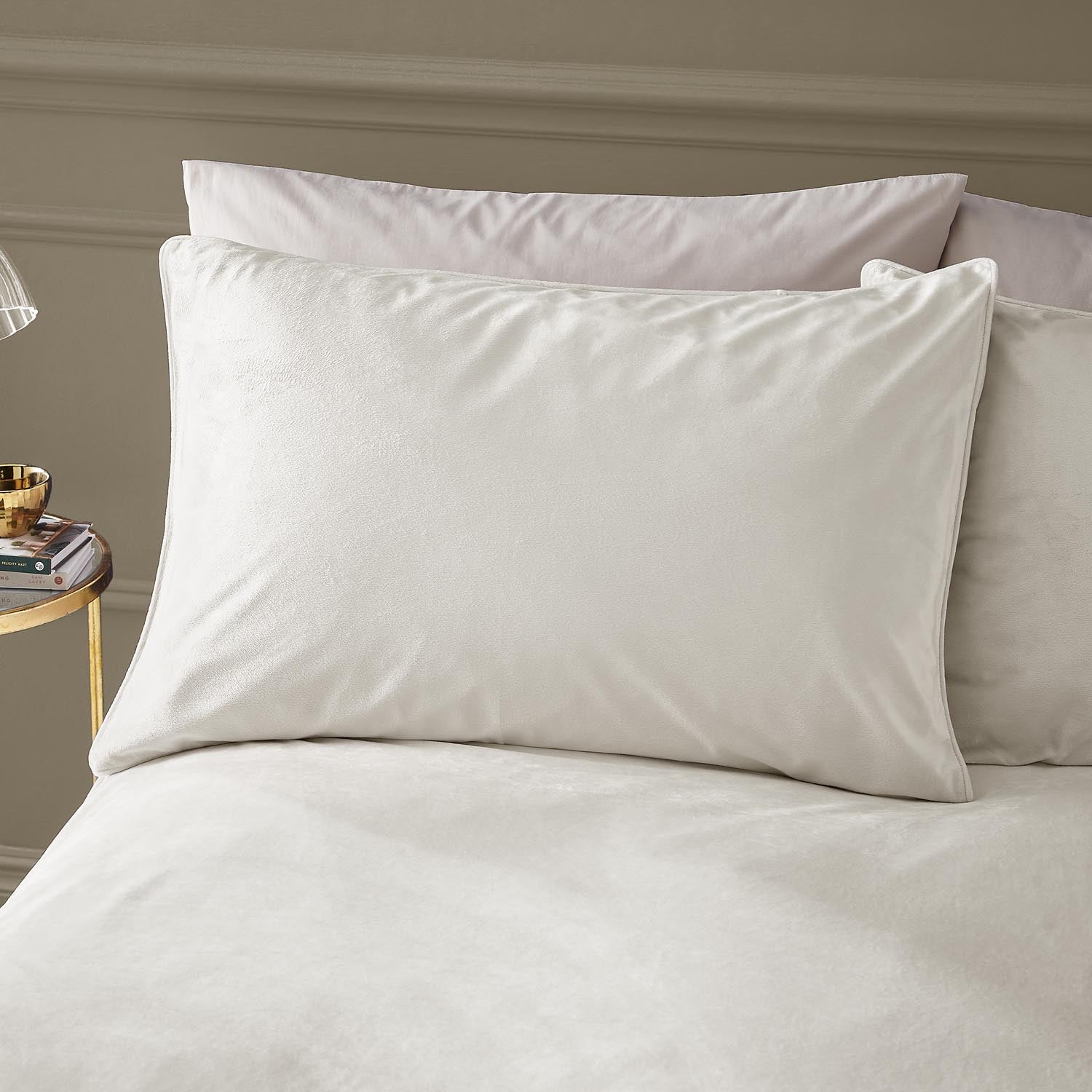 The Home Luxury Collection Reagan Soft Touch Matt Velvet Duvet Cover Set Cream 2 Shaws Department Stores